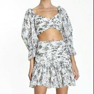 Zimmermann Pleated Bird Toile Crop Top Skirt Set Zimmermann Size 2 BNWT, Perfect